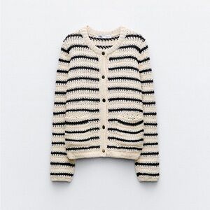 Zara Striped Knit Cardigan NWT